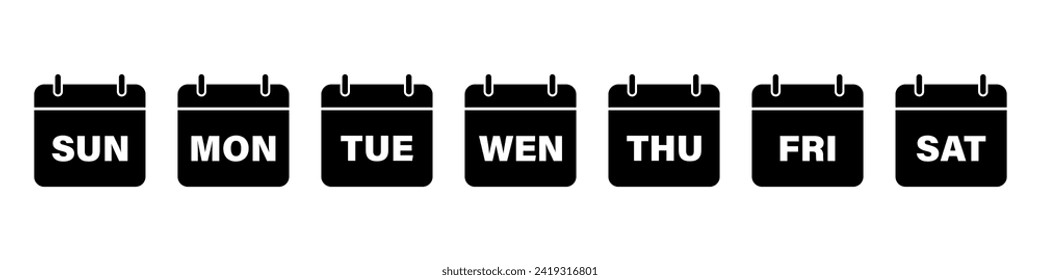 Calendar week icon symbol set 