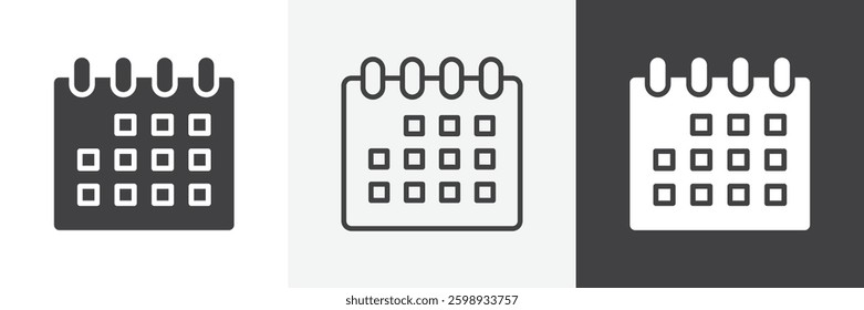 Calendar week icons in Thin line black color. flat simple vector symbols illustration.