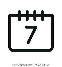 Icono de calendario semana aislado, ícono lineal de 7 días, ícono de Vector de contorno de semana con trazo editable