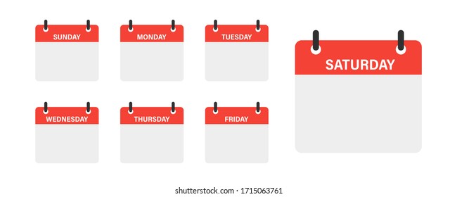 Iconos vectoriales aislados de semana natural en fondo blanco. Calendario aislado vectorial de semana. Calendario del plan de negocios. EPS 10
