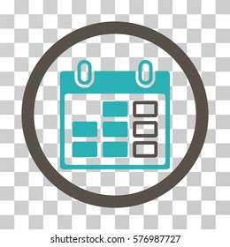 Calendar Week rounded icon. Vector bicolor illustration style is a flat iconic symbol inside a circle, grey and cyan colors, transparent background. Designed for web and software interfaces.
