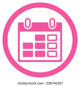 Calendar Week vector icon. Style is flat rounded symbol, pink color, rounded angles, white background.