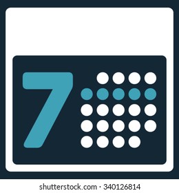 Calendar Week vector icon. Style is bicolor flat symbol, blue and white colors, rounded angles, dark blue background.