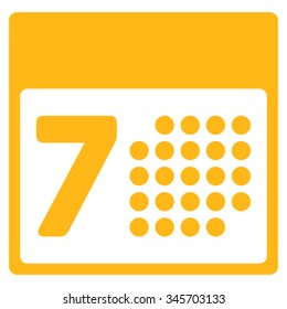 Calendar Week vector icon. Style is flat symbol, yellow color, rounded angles, white background.