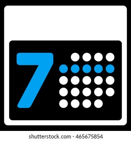 Calendar Week vector icon. Style is bicolor flat symbol, blue and white colors, rounded angles, black background.