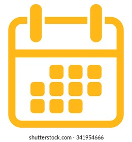 Calendar Weekend vector icon. Style is flat symbol, yellow color, rounded angles, white background.