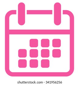 Calendar Weekend vector icon. Style is flat symbol, pink color, rounded angles, white background.