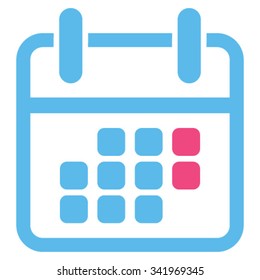 Calendar Weekend vector icon. Style is bicolor flat symbol, pink and blue colors, rounded angles, white background.