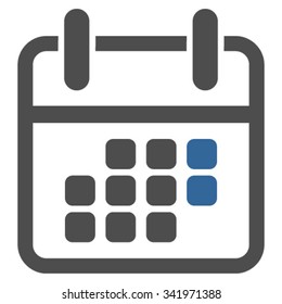 Calendar Weekend vector icon. Style is bicolor flat symbol, cobalt and gray colors, rounded angles, white background.