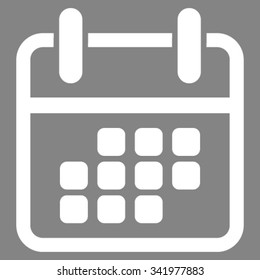 Calendar Weekend vector icon. Style is flat symbol, white color, rounded angles, gray background.