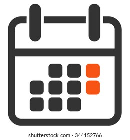 Calendar Weekend Vector Icon. Style Is Bicolor Flat Symbol, Orange And Gray Colors, Rounded Angles, White Background.