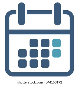 Calendar Weekend vector icon. Style is bicolor flat symbol, cyan and blue colors, rounded angles, white background.