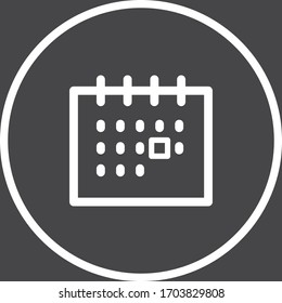 Calendar white colored vector line icon with dark background
