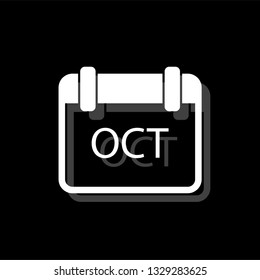 Calendar. White flat simple icon with shadow