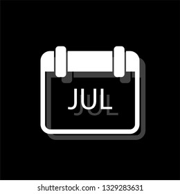 Calendar. White flat simple icon with shadow