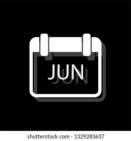 Calendar. White flat simple icon with shadow