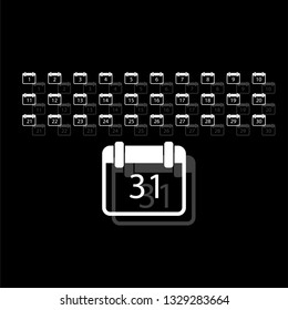 Calendar. White flat simple icon with shadow
