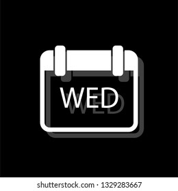 Calendar. White flat simple icon with shadow