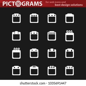 Calendar white icon set for web sites and user interface