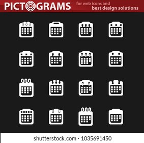 Calendar white icon set for web sites and user interface