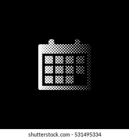 Calendar - white vector icon;  halftone illustration
