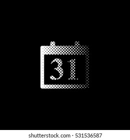 Calendar - white vector icon;  halftone illustration