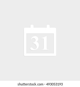 Calendar - white vector  icon with shadow