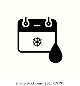 calendar, winter, cold, ice black icon, isolated icon in light background, perfect for website, blog, logo, graphic design, social media, UI, mobile app