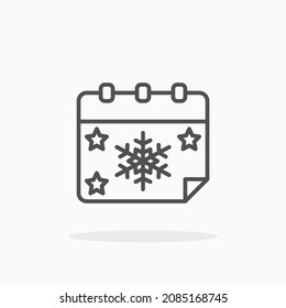 Calendar Winter icon. Editable Stroke and pixel perfect. Outline style. Vector illustration. Enjoy this icon for your project.