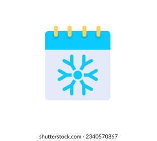 Calendar winter logo design. Snowflake. Winter. Day, date. icon, sticker, element vector design and illustration.

