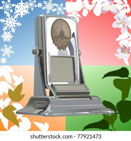 Calendar without number and month. Desk metallic calendar.