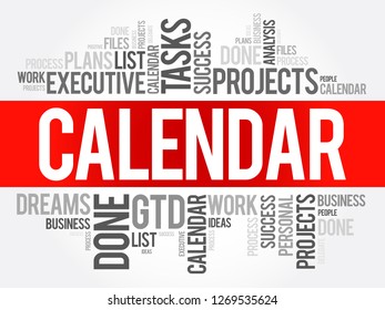 Calendar word cloud collage, business concept background