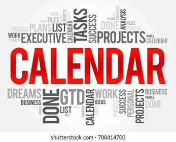 Calendar word cloud collage, business concept background