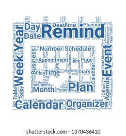 calendar word cloud. tag cloud about calendar