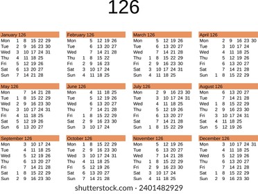 calendar of year 126 in English language