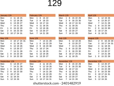 calendar of year 129 in English language