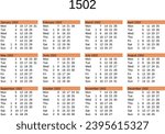 calendar of year 1502 in English language