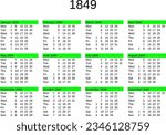 calendar of year 1849 in English language
