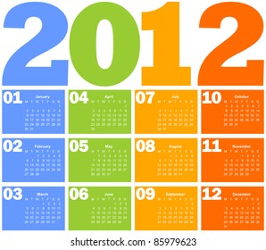 Calendar for Year 2012