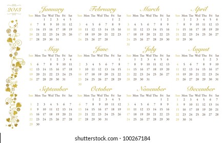 Calendar for year 2013