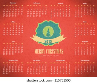 Calendar Year 2013 Vector Template
