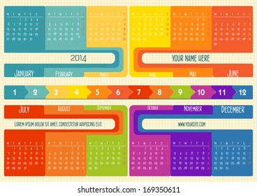 Calendar for Year 2014. vector esp 10