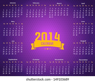 Calendar Year 2014 Vector Template