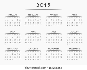 Calendar for year 2015