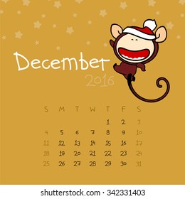 Calendar for the year 2016 - December