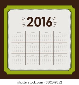 calendar year 2016 design, vector illustration eps10 graphic 