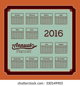 calendar year 2016 design, vector illustration eps10 graphic 