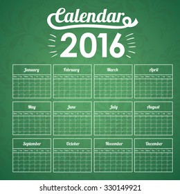 calendar year 2016 design, vector illustration eps10 graphic 