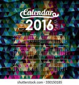 calendar year 2016 design, vector illustration eps10 graphic 