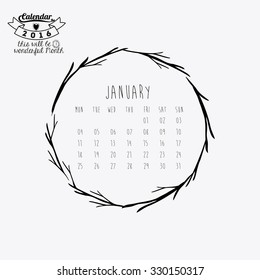 calendar year 2016 design, vector illustration eps10 graphic 